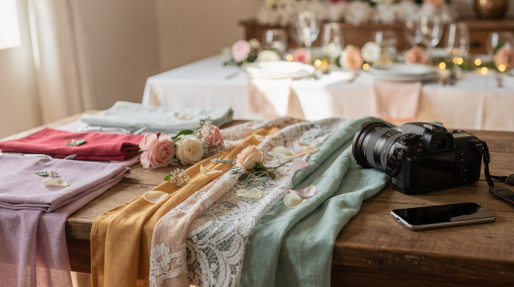 Cómo fotografiar materiales, flores y textiles en una celebración
