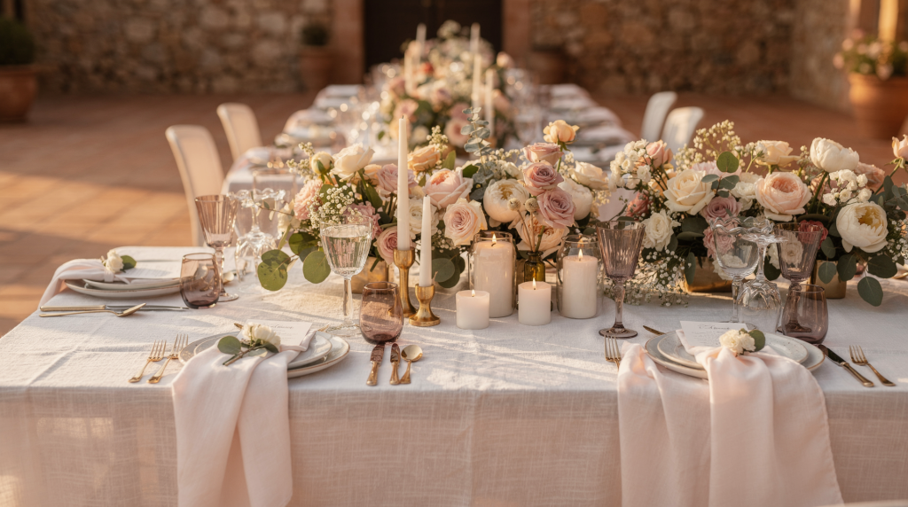 Fotografiar la decoración de una boda: flores, mesas y texturas